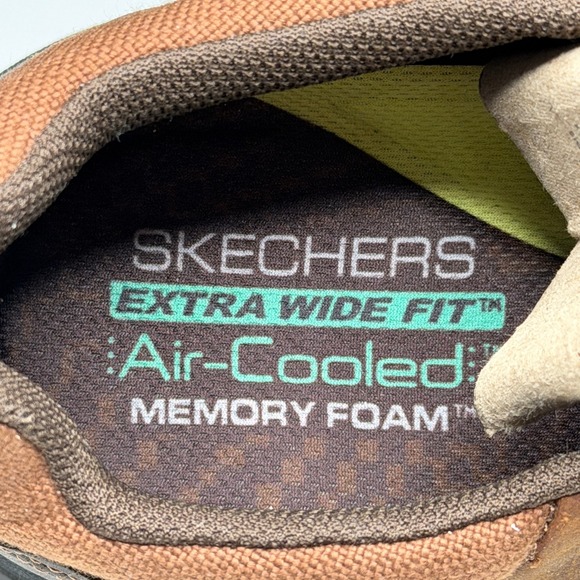 Skechers Shoes Mens 14 Dark Brown Leather Extra Wide Fit Slip On 66146EWW - Picture 7 of 9